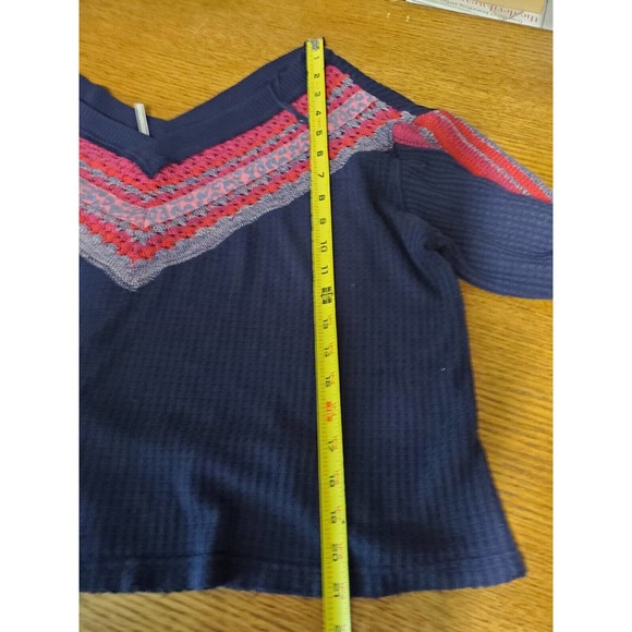 Free People Small Copenhagen Thermal Top Balloon Sleeve Oversized Waffle Knit - Picture 10 of 11